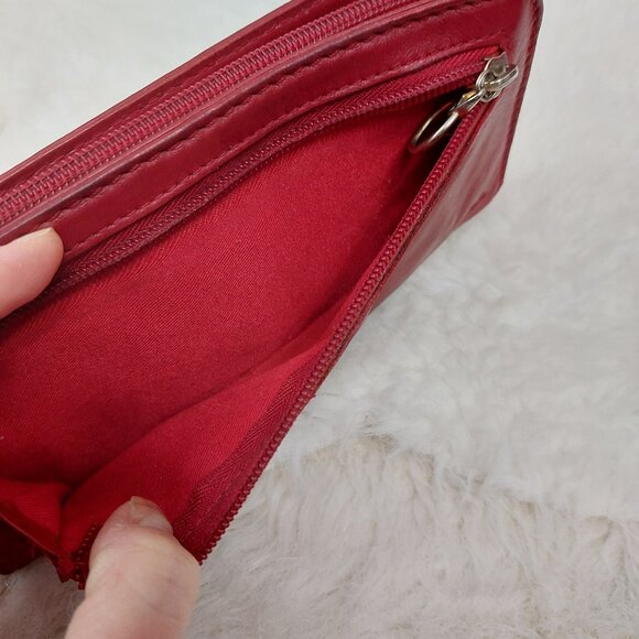 Root Red Genuine Leather Round Zip Long Wallet - Picture 10 of 10